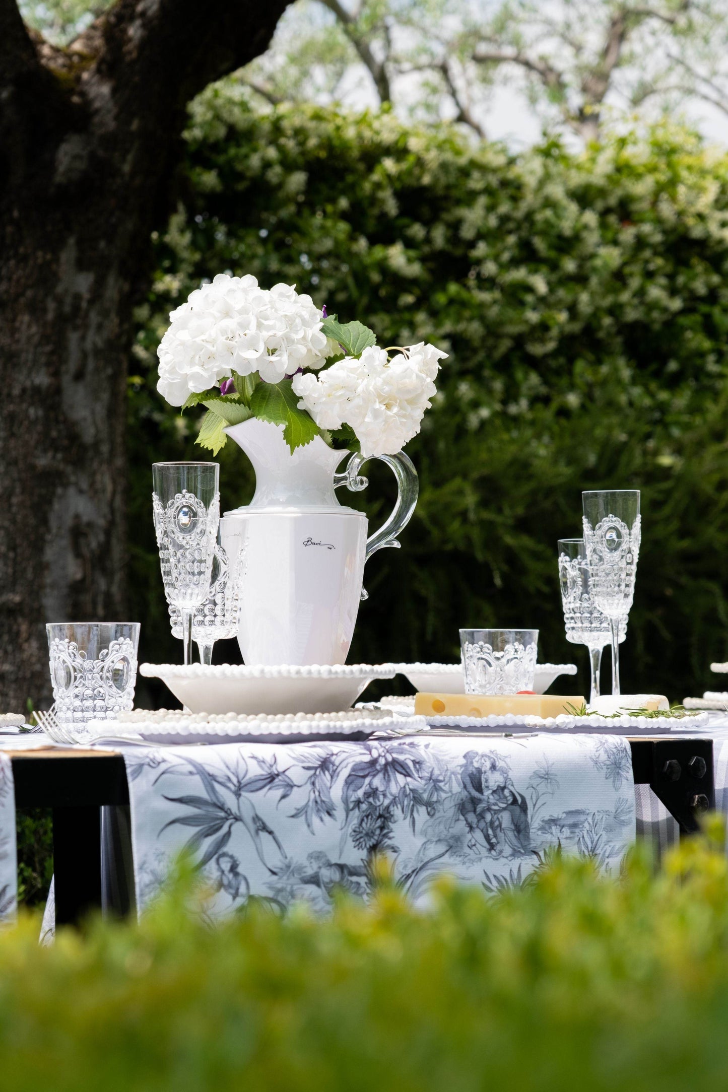 TALL WHITE ACRYLIC PITCHER - AQUA