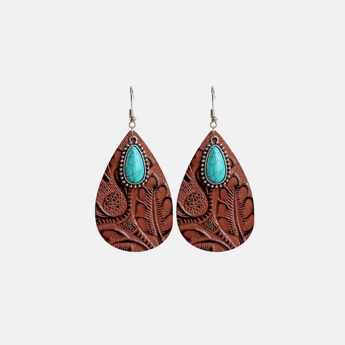 ARTIFICIAL TURQUOISE TEARDROP EARRINGS-Thriftique Marketplace