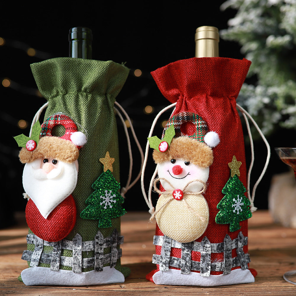 ASSORTED 2-PIECE CHRISTMAS DOLL WINE BOTTLE COVERS-Thriftique Marketplace