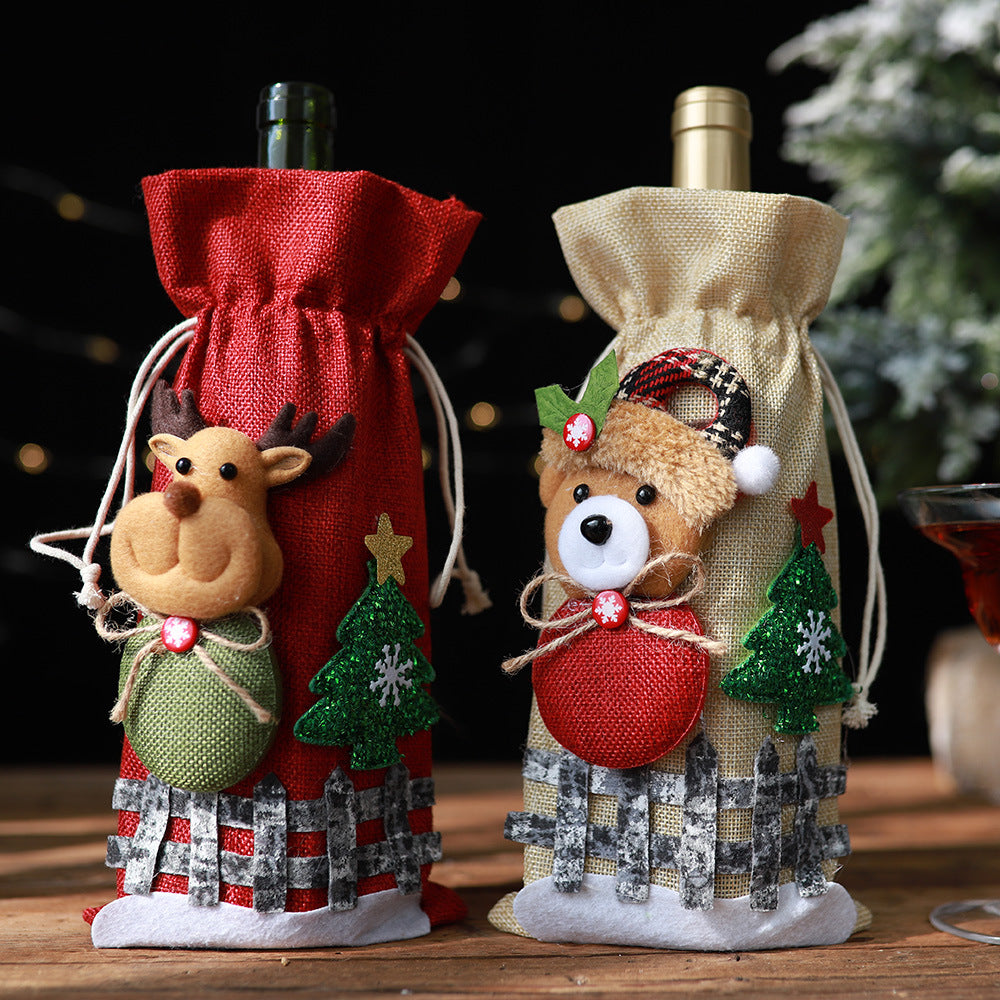 ASSORTED 2-PIECE CHRISTMAS DOLL WINE BOTTLE COVERS-Thriftique Marketplace