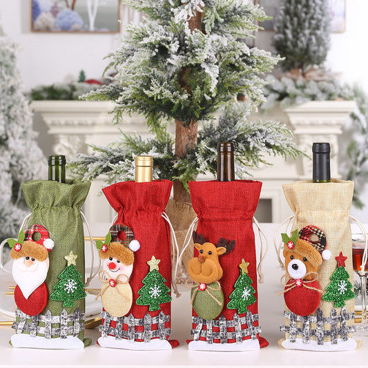 ASSORTED 2-PIECE CHRISTMAS DOLL WINE BOTTLE COVERS-Thriftique Marketplace