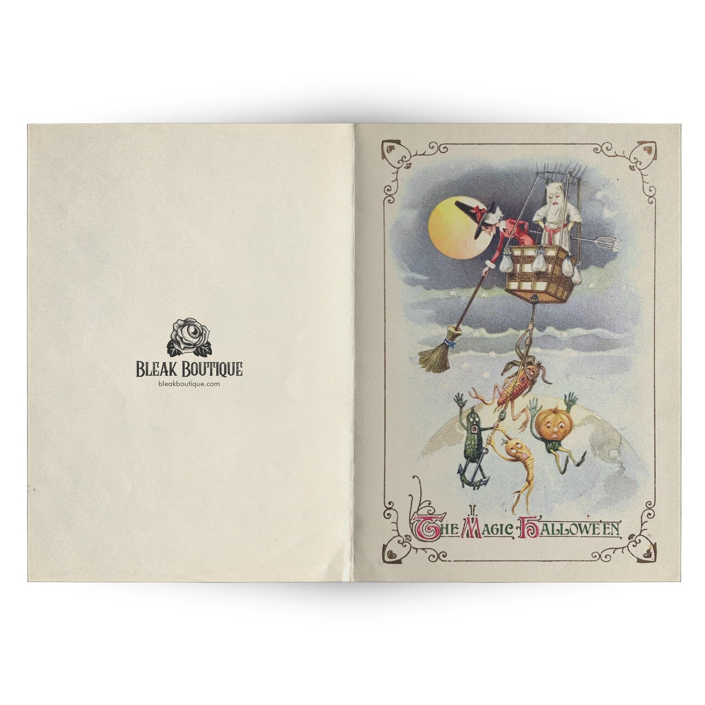 THE MAGIC HALLOWEEN ANTIQUE GREETING CARD