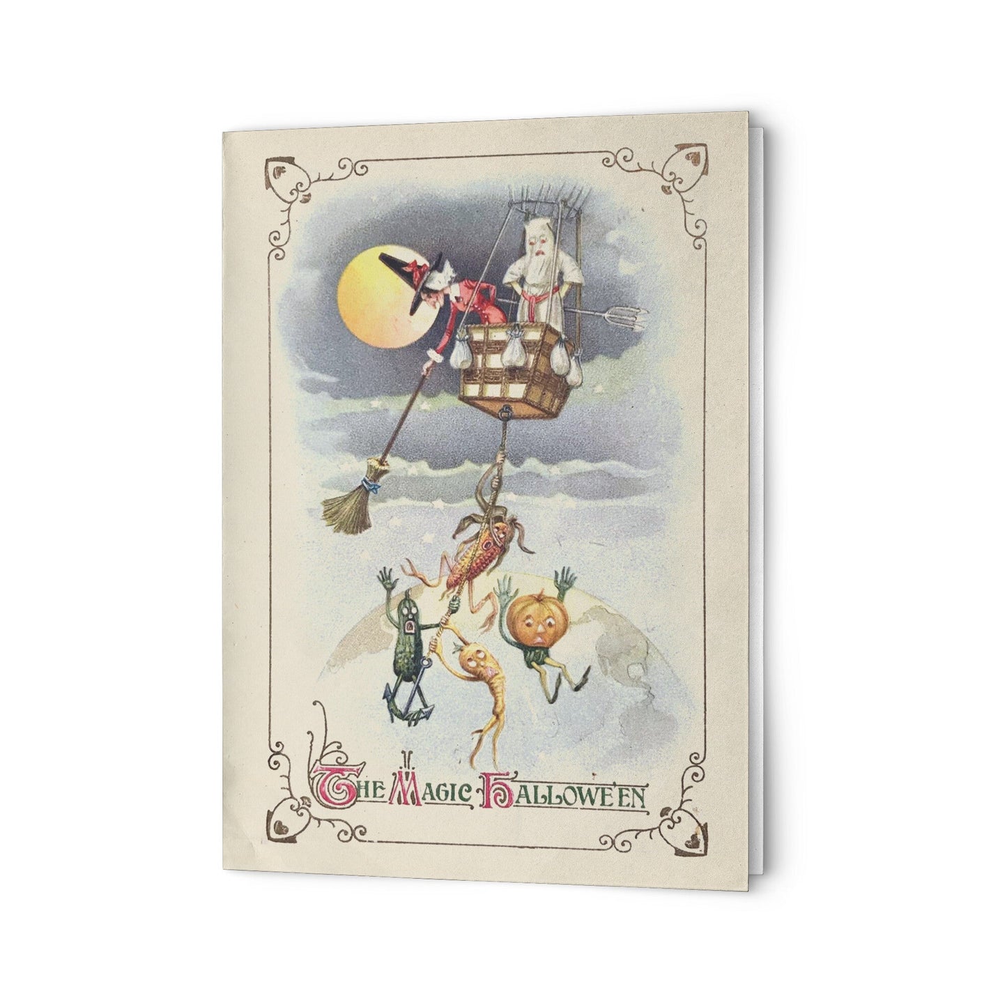 THE MAGIC HALLOWEEN ANTIQUE GREETING CARD