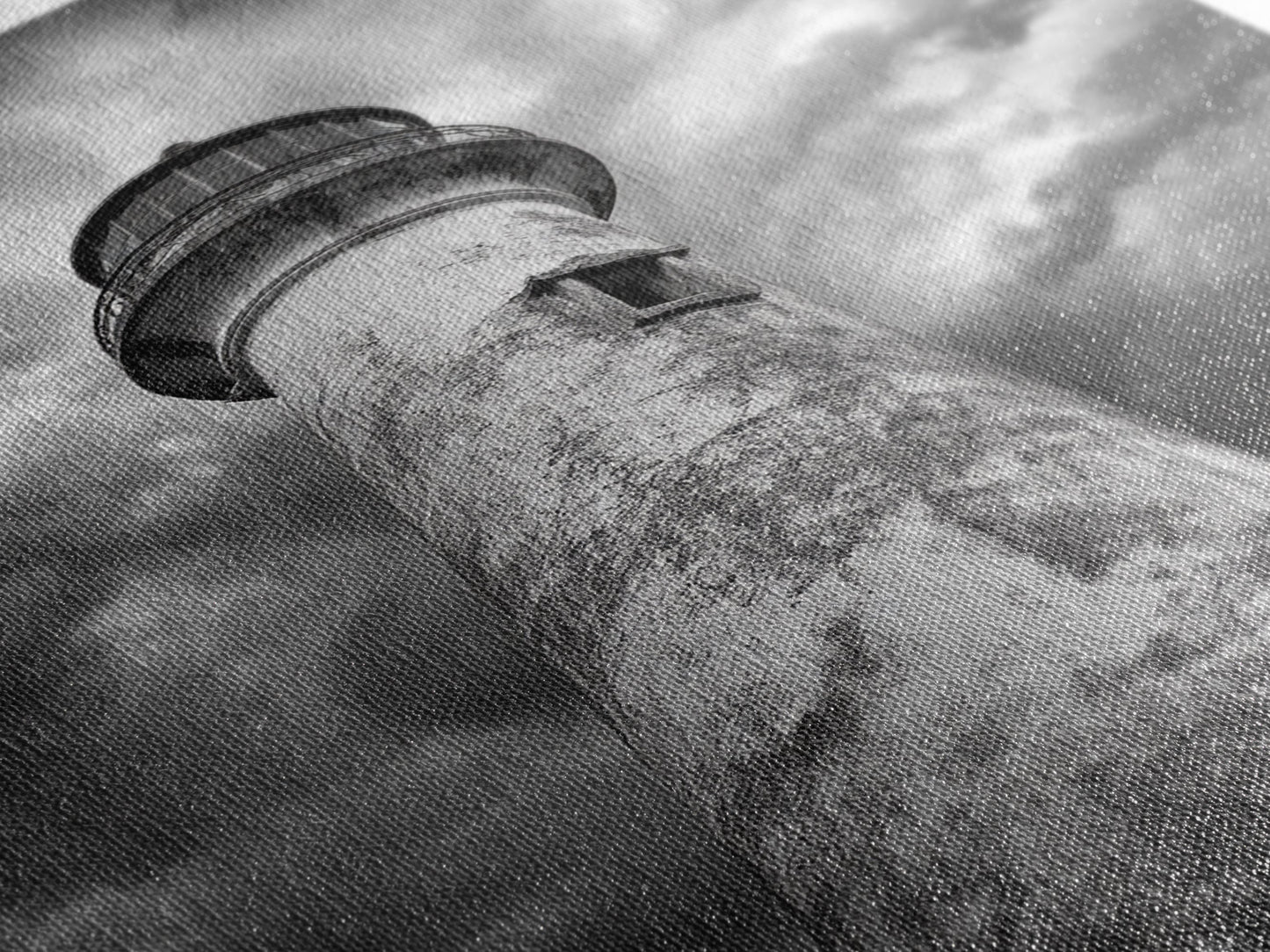 STORMY LIGHTHOUSE CLOSEUP, DRAMATIC SKIES, WEATHERED BEACON, CANVAS PRINT, COASTAL DECOR, DARK NAUTICAL WALL ART, MOODY OCEAN THEME