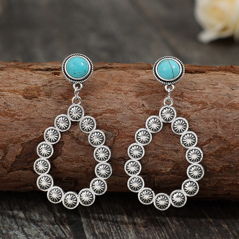 ARTIFICIAL TURQUOISE TEARDROP EARRINGS-Thriftique Marketplace