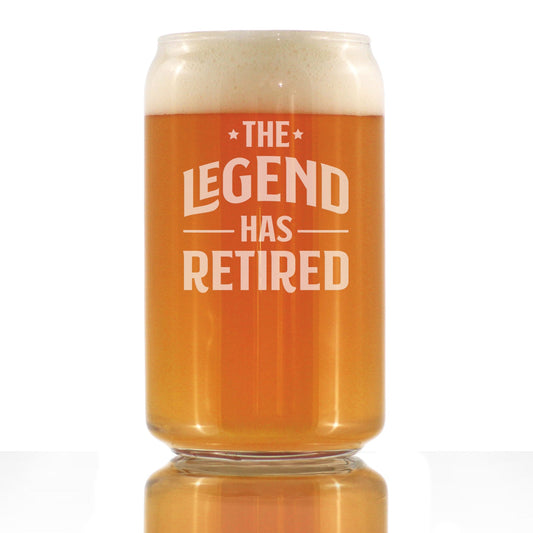 THE LEGEND HAS RETIRED - BEER CAN PINT GLASS - FUNNY RETIREMENT GIFTS FOR BOSS OR COWORKERS - 16 OZ