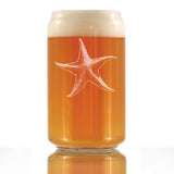 STARFISH BEER CAN PINT GLASS - BEACH THEMED DECOR AND DECORATIVE OCEAN GLASSWARE GIFTS FOR WOMEN AND MEN - 16 OZ GLASSES