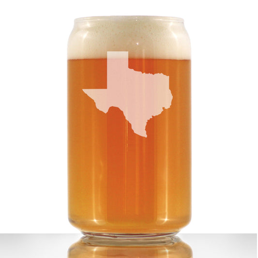 TEXAS STATE OUTLINE BEER CAN PINT GLASS - STATE THEMED DRINKING DECOR AND GIFTS FOR TEXAN WOMEN & MEN - 16 OZ GLASSES