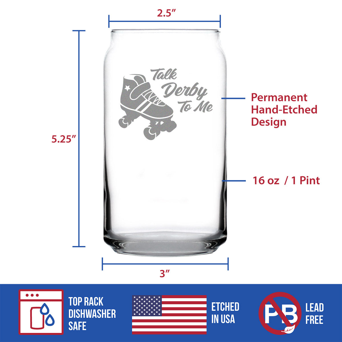 TALK DERBY TO ME - BEER CAN PINT GLASS - FUNNY ROLLERBLADING GIFTS AND DECOR FOR MEN & WOMEN - 16 OZ GLASSES