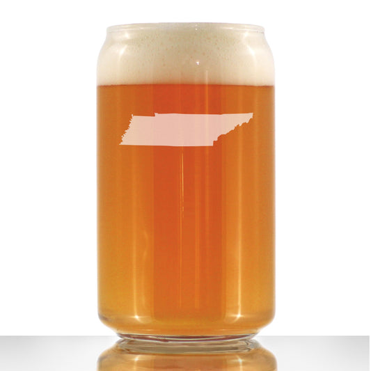 TENNESSEE STATE OUTLINE BEER CAN PINT GLASS - STATE THEMED DRINKING DECOR AND GIFTS FOR TENNESSEAN WOMEN & MEN - 16 OZ GLASSES