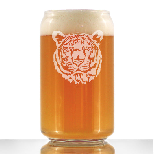 TIGER FACE BEER CAN PINT GLASS - UNIQUE TIGER THEMED DECOR AND GIFTS FOR ANIMAL LOVERS - 16 OZ GLASSES