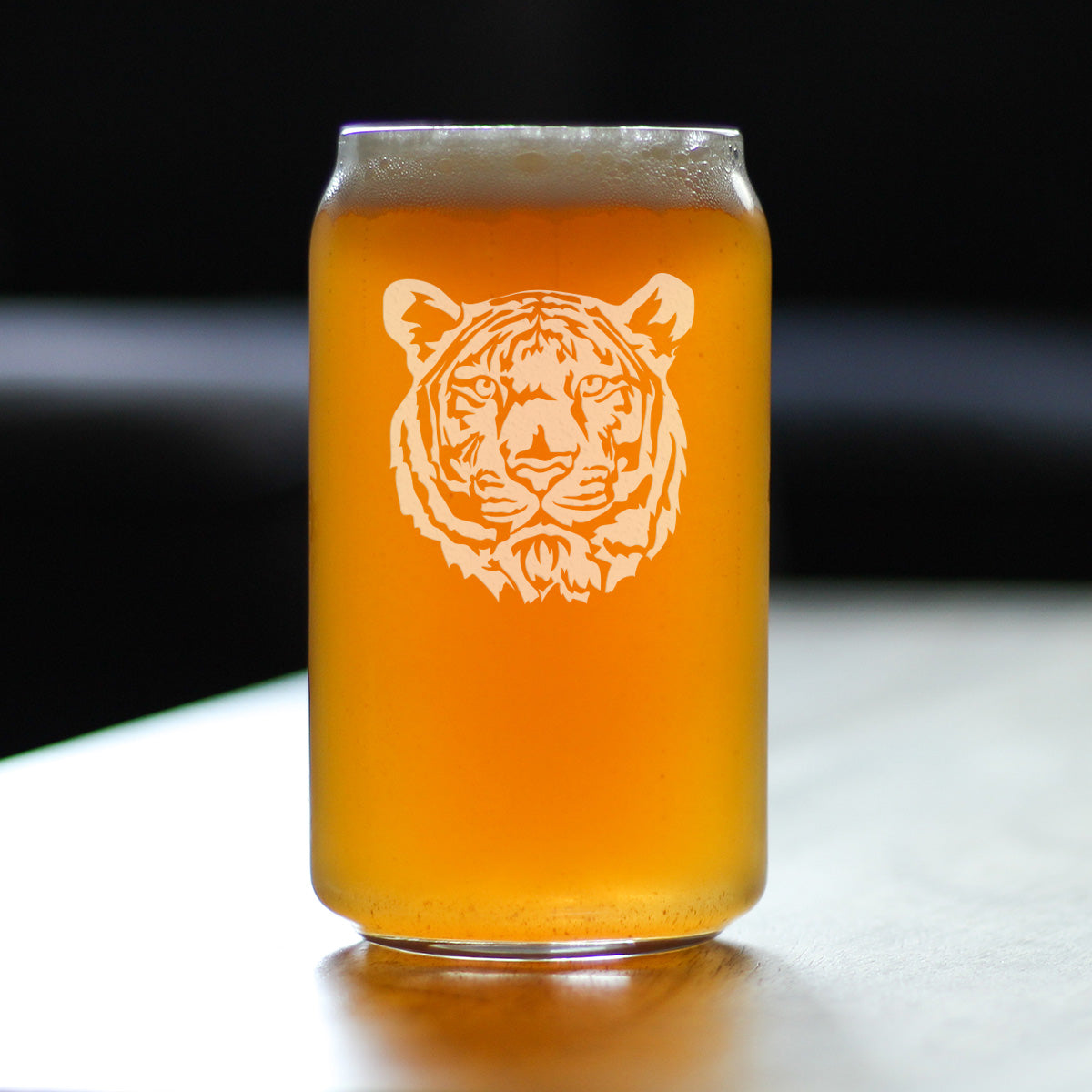 TIGER FACE BEER CAN PINT GLASS - UNIQUE TIGER THEMED DECOR AND GIFTS FOR ANIMAL LOVERS - 16 OZ GLASSES