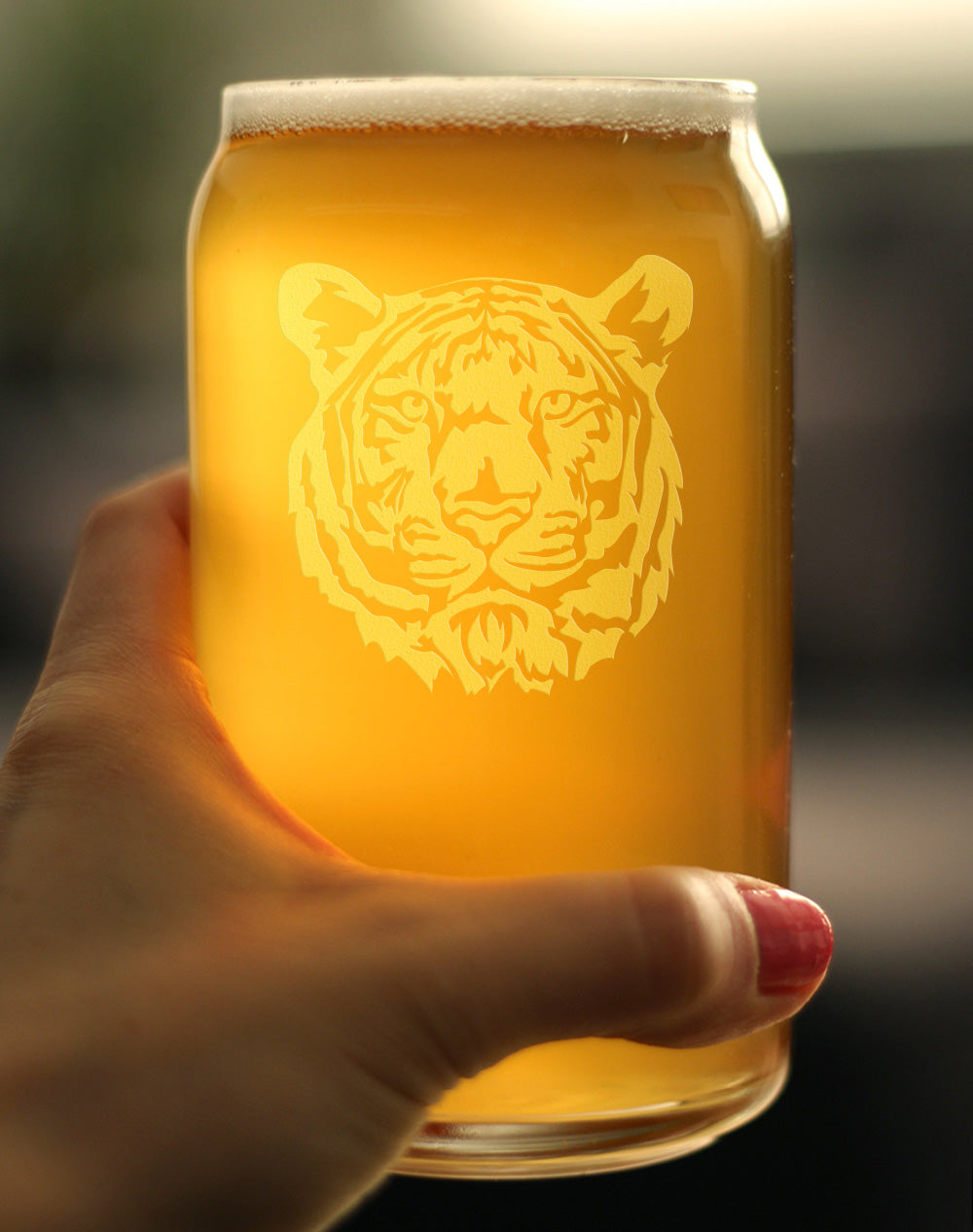TIGER FACE BEER CAN PINT GLASS - UNIQUE TIGER THEMED DECOR AND GIFTS FOR ANIMAL LOVERS - 16 OZ GLASSES