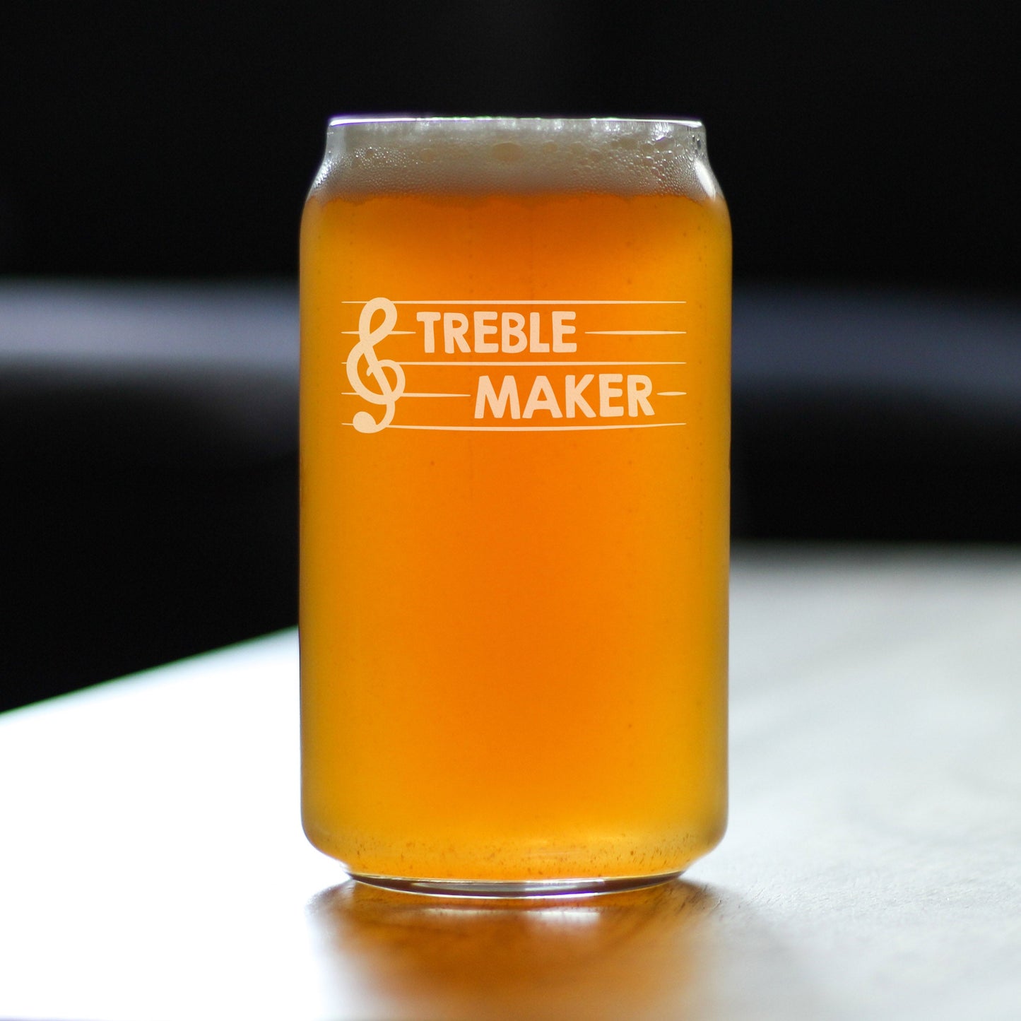 TREBLE MAKER - BEER CAN PINT GLASS - CUTE FUNNY MUSIC TEACHER GIFTS FOR WOMEN AND MEN - FUN UNIQUE MUSICAL DECOR