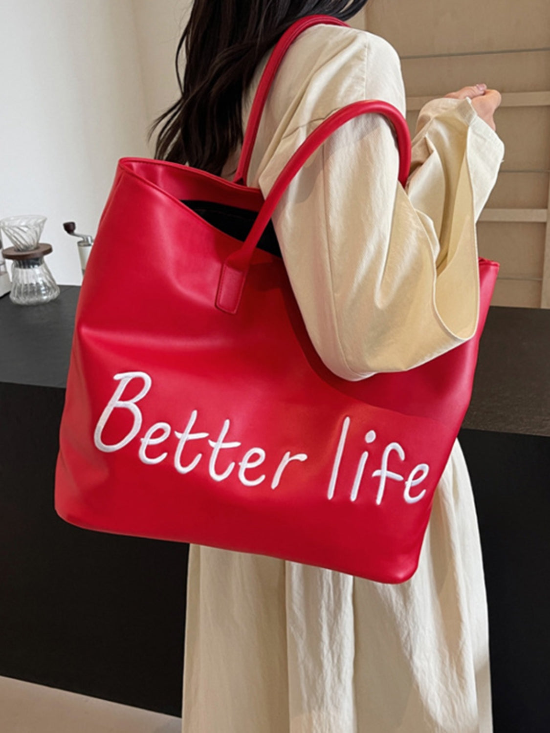 BETTER LIFE PU LEATHER TOTE BAG-Thriftique Marketplace