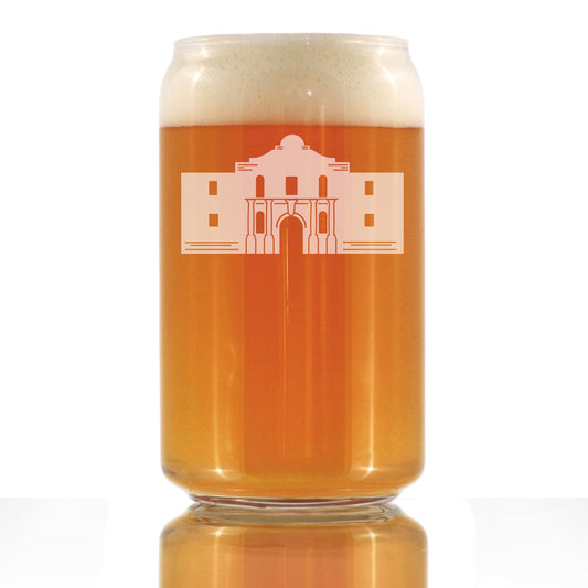 THE ALAMO BEER CAN PINT GLASS - STATE OF TEXAS GIFTS AND SOUVENIRS FOR TEXANS - 16 OZ GLASSES
