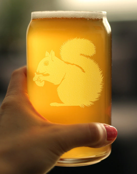 SQUIRREL BEER CAN PINT GLASS - SQUIRREL GIFTS AND DECOR WITH SQUIRRELS - 16 OZ GLASSES