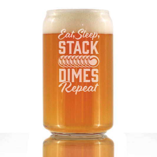 STACK DIMES - BEER CAN PINT GLASS - UNIQUE GIFTS FOR WELDERS - 16 OZ GLASSES