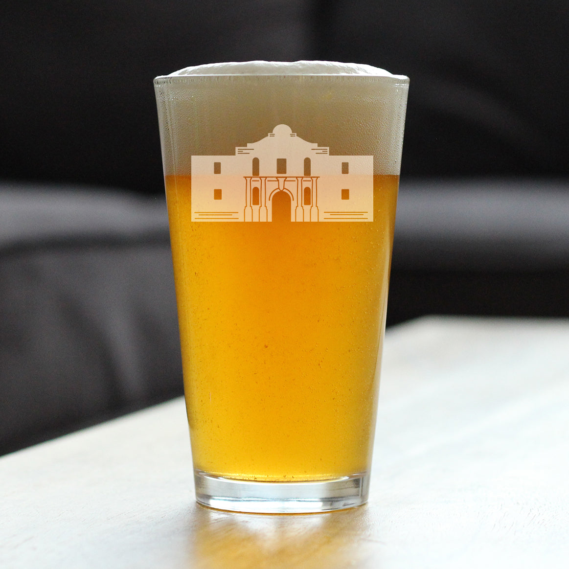 THE ALAMO PINT GLASS FOR BEER - STATE OF TEXAS GIFTS AND SOUVENIRS FOR TEXANS - 16 OZ GLASSES