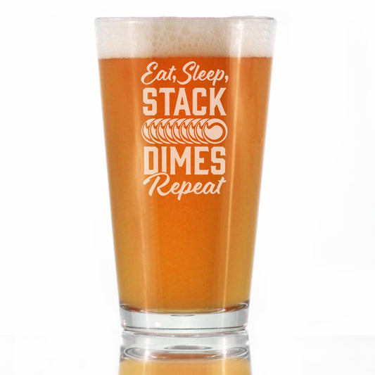 STACK DIMES - PINT GLASS FOR BEER - UNIQUE GIFTS FOR WELDERS - 16 OZ GLASSES
