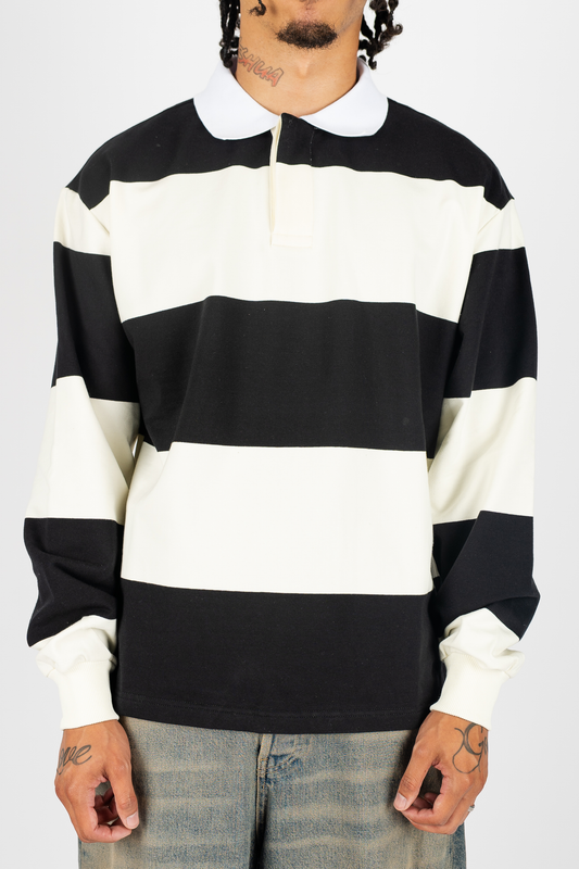 THE LABEL STRIPED RUGBY POLO