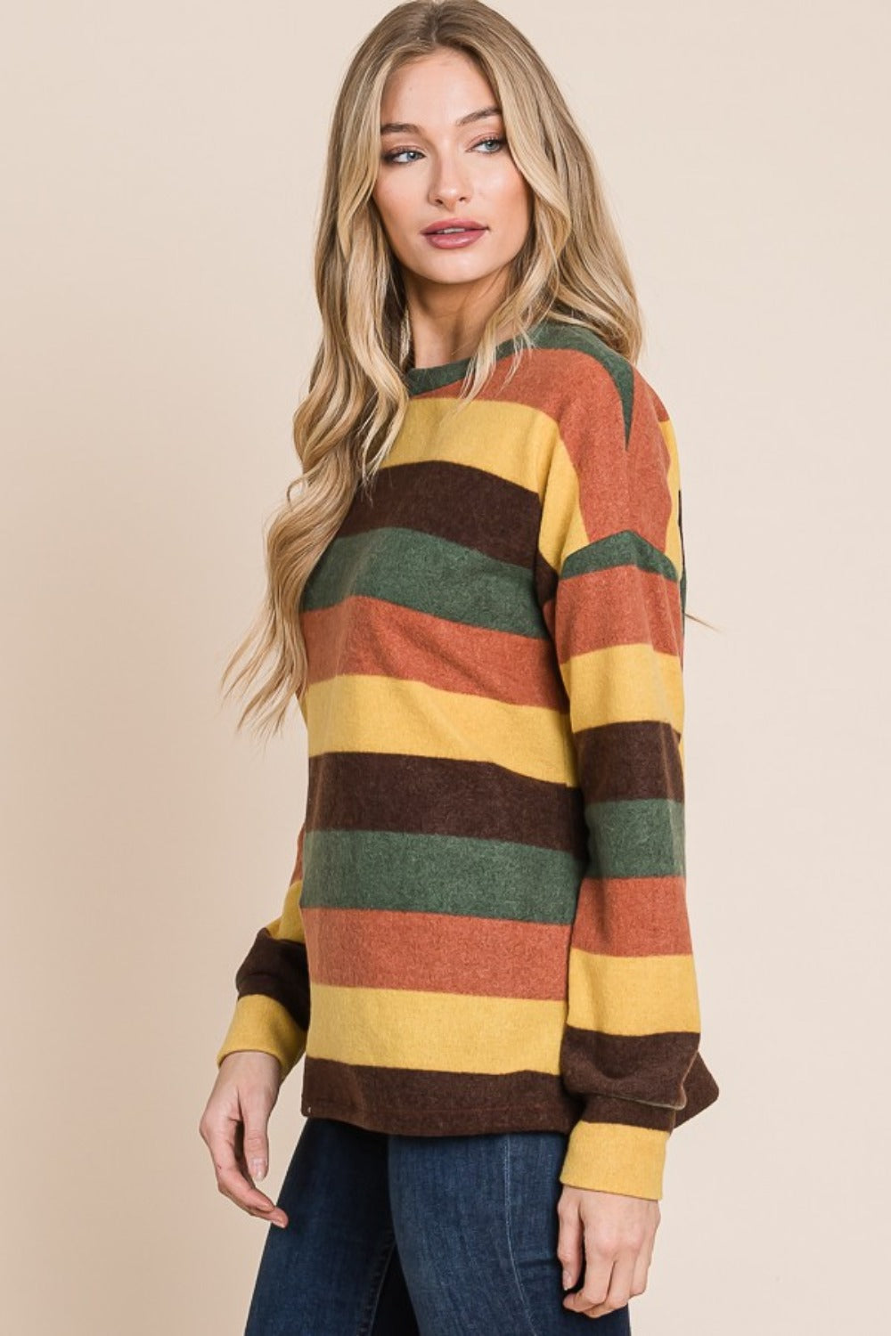 BOMBOM MULTI-COLOR STRIPED KNIT TOP-Thriftique Marketplace