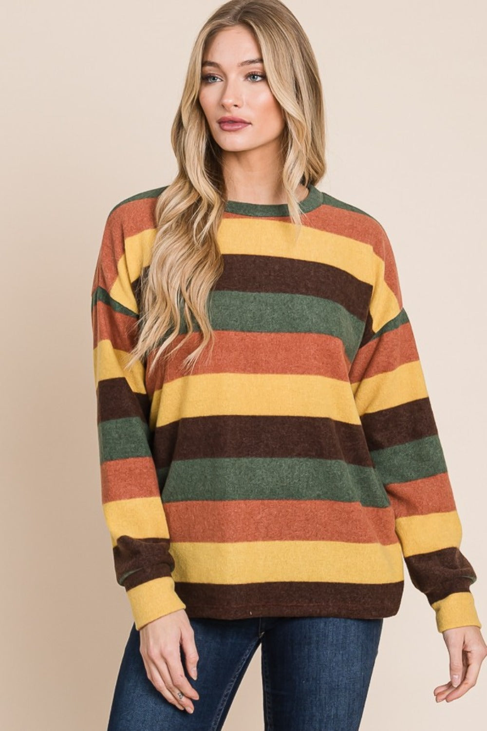 BOMBOM MULTI-COLOR STRIPED KNIT TOP-Thriftique Marketplace