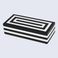 DECORATIVE STORAGE BOX MEDLEY CONCENTRICS RESIN INLAY IN 8 SIZES, BLACK & WHITE