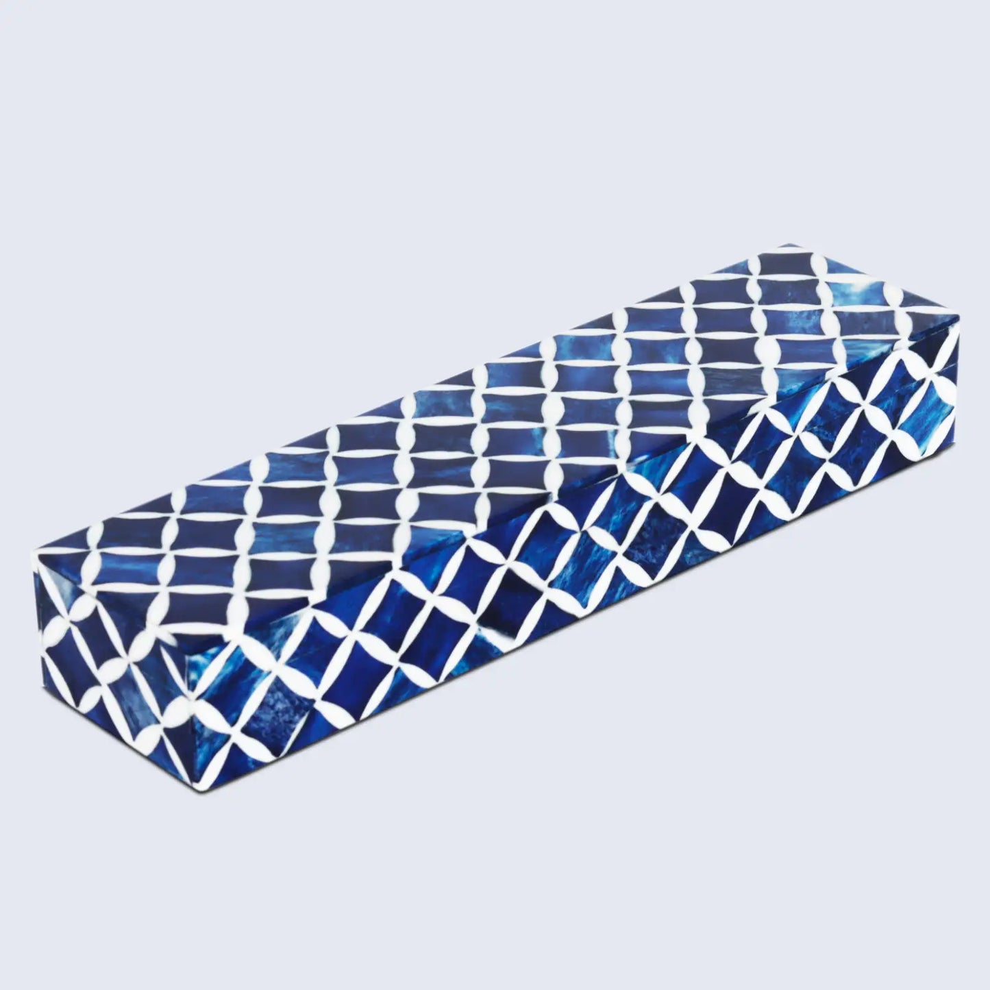 STAR PATTERN BONE & RESIN INLAY DECORATIVE STORAGE BOX – BLUE
