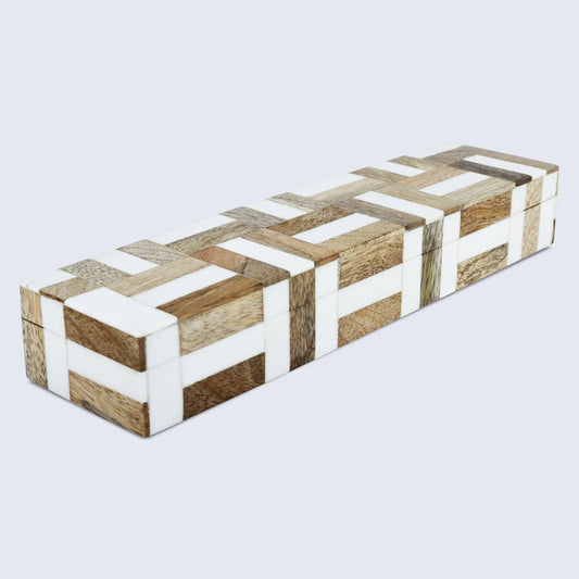 MARQUET CHASE WOOD & RESIN INLAY DECORATIVE STORAGE BOX