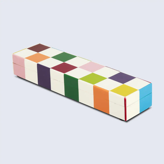 DECORATIVE STORAGE BOX MEDLEY JESTER RESIN INLAY IN 7 SIZES, MULTICOLOR