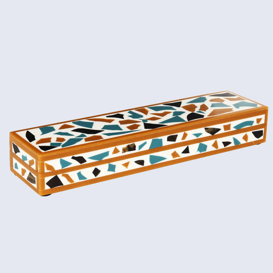 DECORATIVE STORAGE BOX MOSAIC GOLD RESIN INLAY IN 7 SIZES