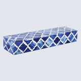 MOROCCAN BONE & RESIN INLAY DECORATIVE STORAGE BOX IN 7 SIZES, BLUE & WHITE