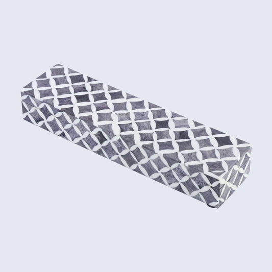 STAR PATTERN BONE & RESIN INLAY DECORATIVE STORAGE BOX – GREY