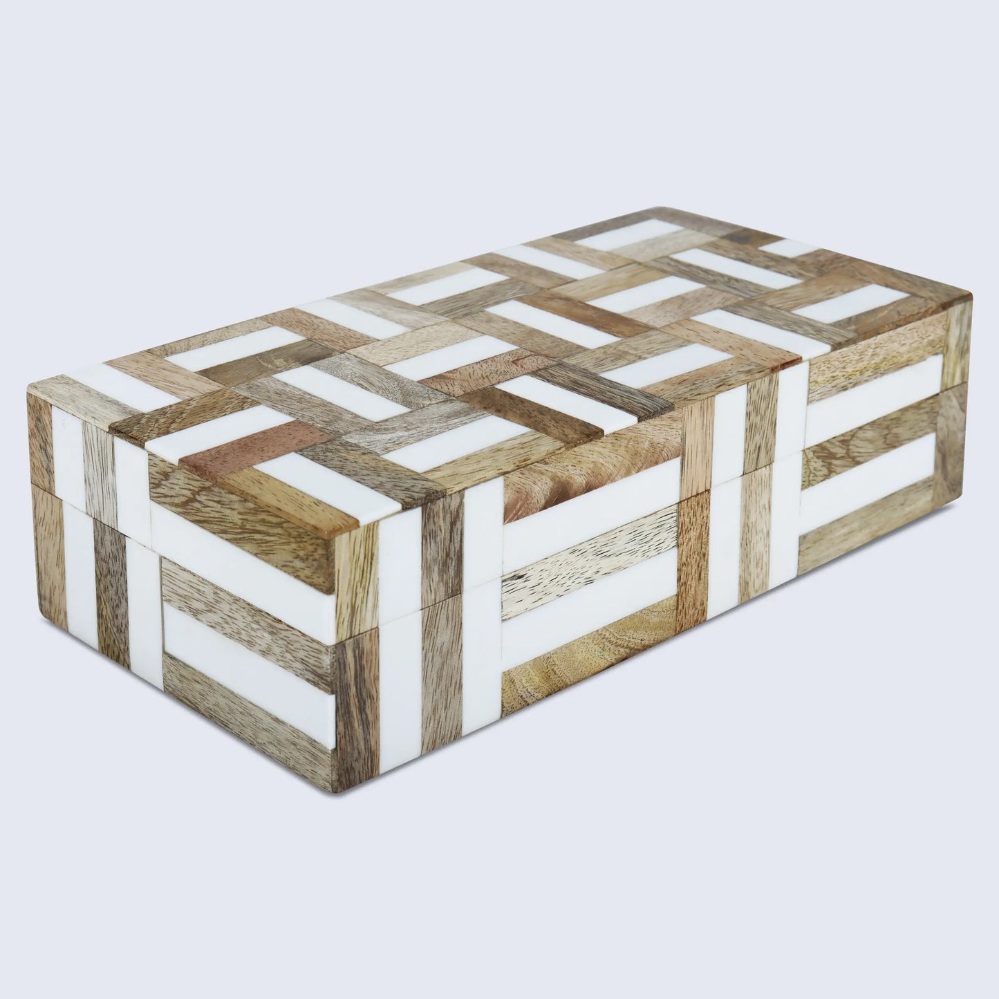 MARQUET CHASE WOOD & RESIN INLAY DECORATIVE STORAGE BOX