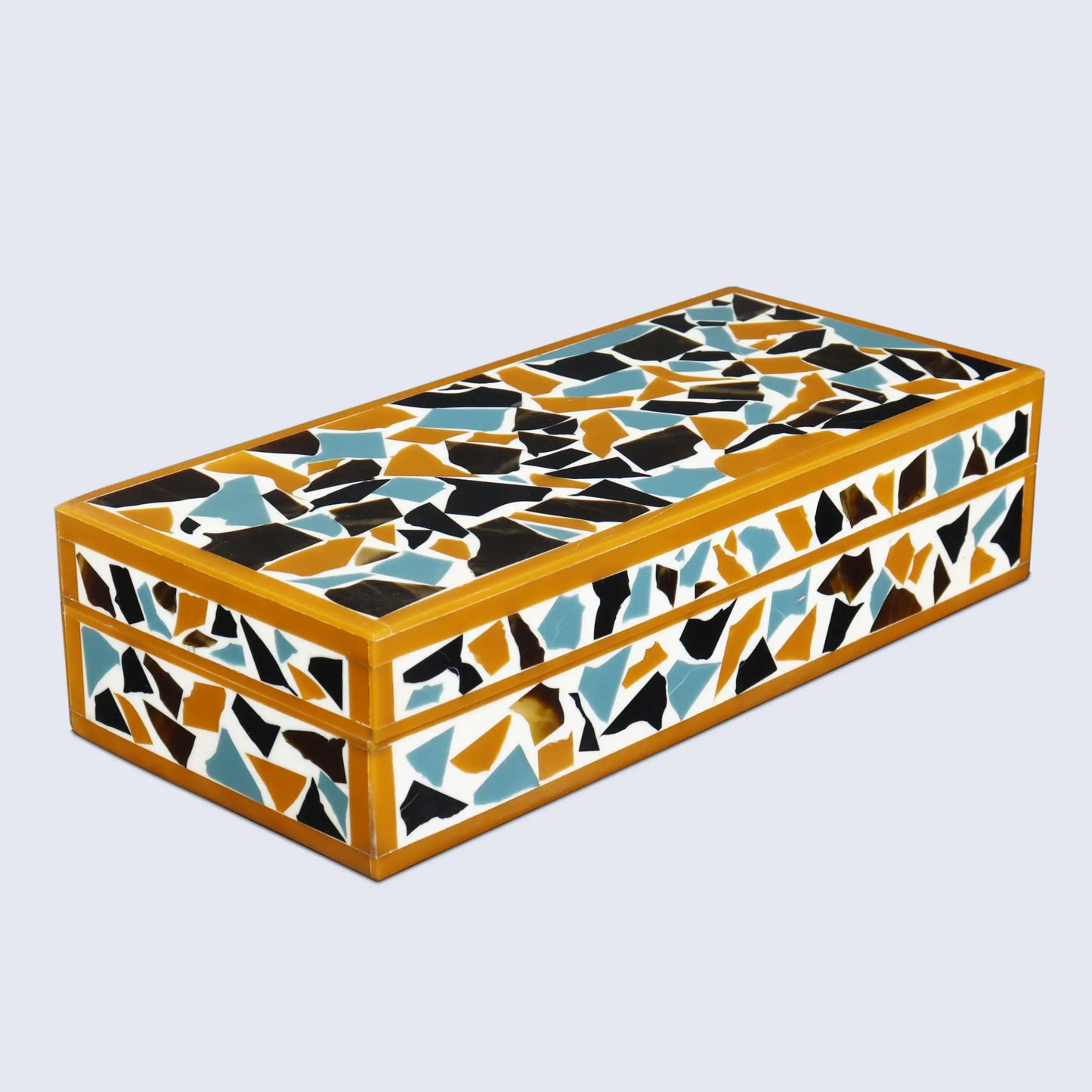 DECORATIVE STORAGE BOX MOSAIC GOLD RESIN INLAY IN 7 SIZES