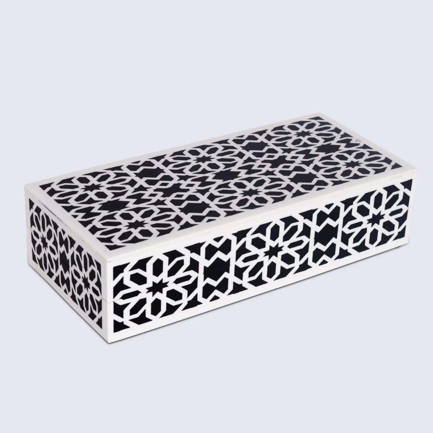 DECORATIVE STORAGE BOX SHIRAZ RESIN INLAY IN 7 SIZES, BLACK & WHITE