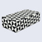 DECORATIVE STORAGE BOX TRIANGLE RESIN INLAY IN 7 SIZES, BLACK & WHITE