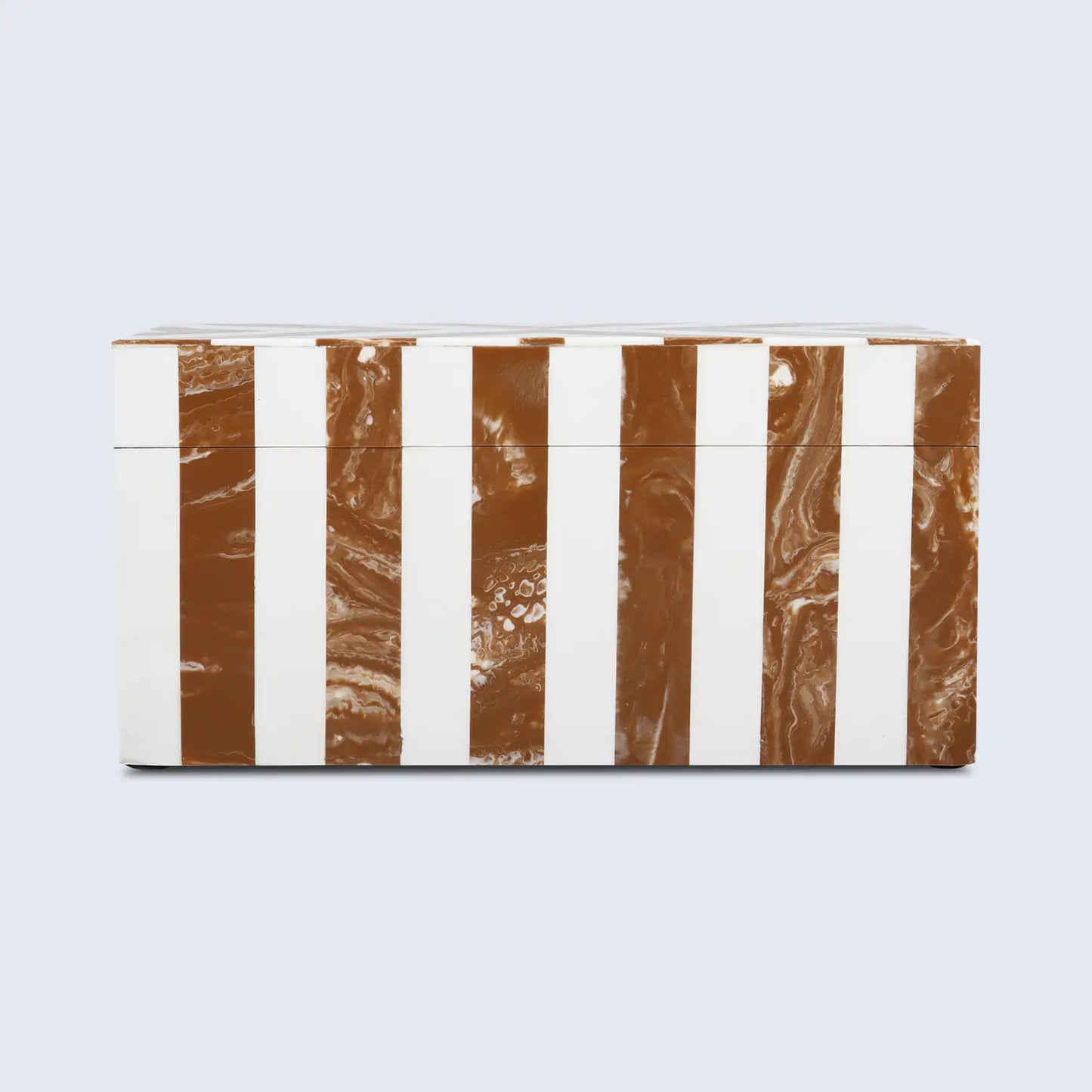 DECORATIVE BOXES CHEVRON PATTERN RESIN INLAY COLLECTION IN 10X5X5 INCHES, BROWN & WHITE