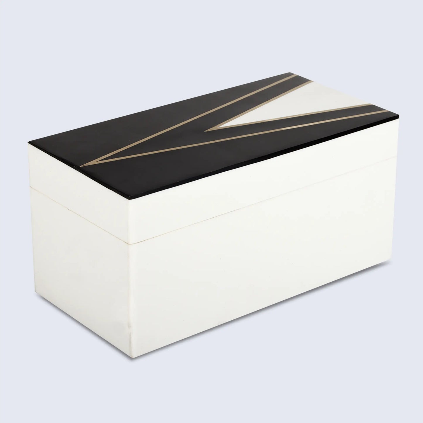 DECORATIVE STORAGE BOX KEPT DAPPER GENT RESIN INLAY & BRASS IN 7 SIZES, BLACK & WHITE