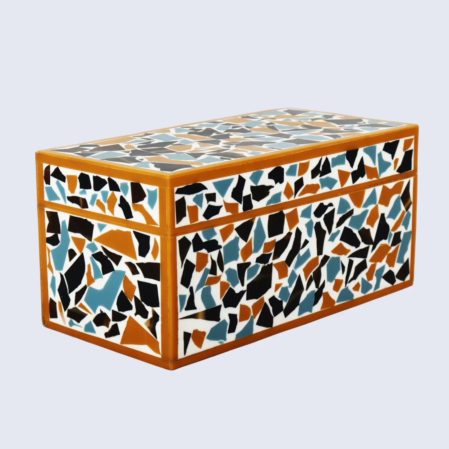 DECORATIVE STORAGE BOX MOSAIC GOLD RESIN INLAY IN 7 SIZES