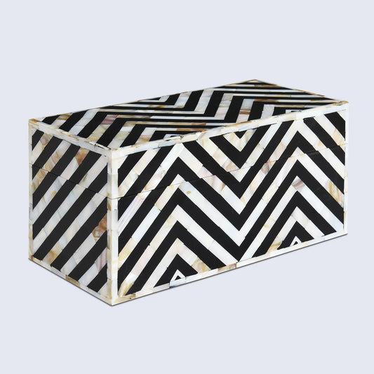 DECORATIVE STORAGE BOX NACRE TRANCE MOTHER OF PEARL & RESIN INLAY IN 10 X 5 X 5 INCH