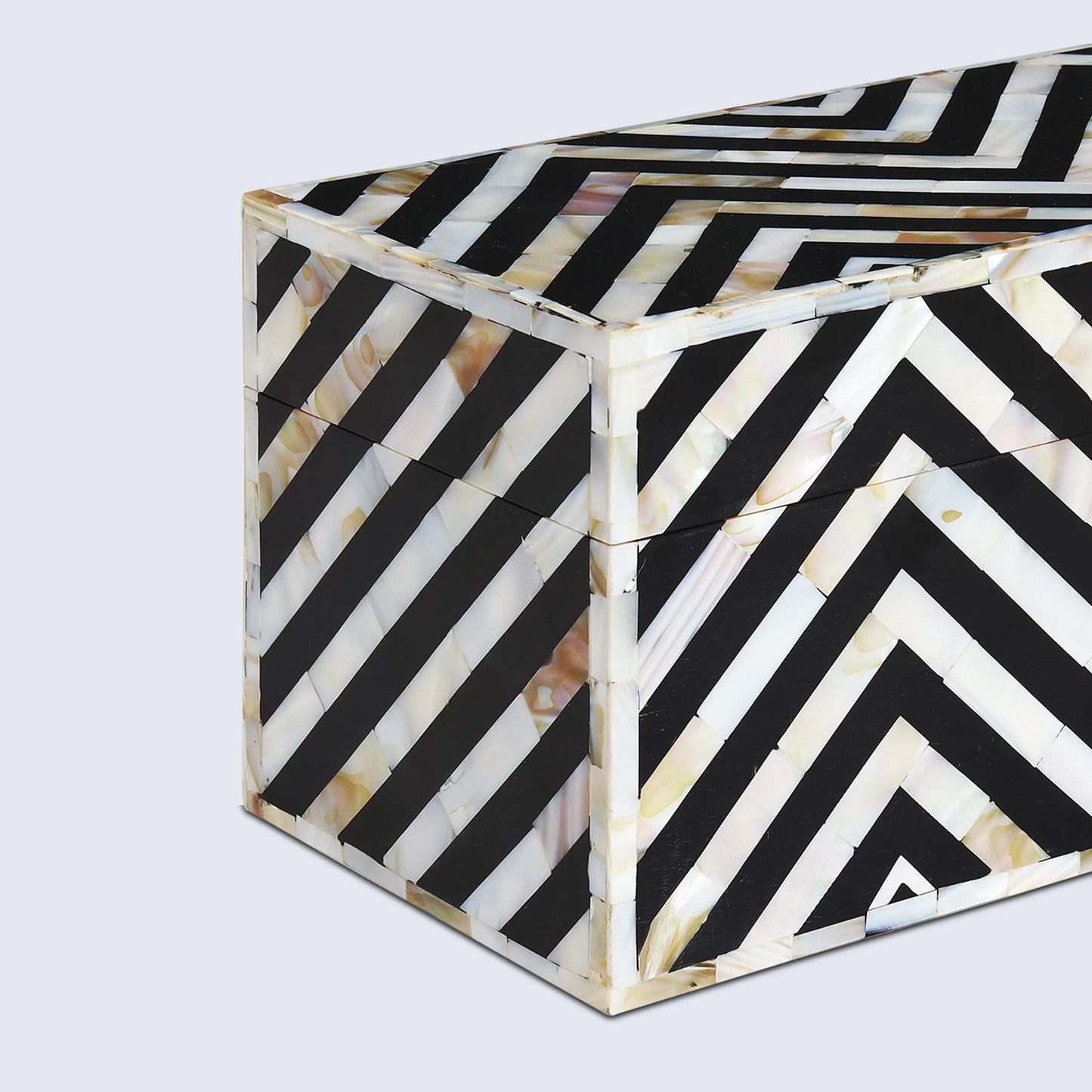 DECORATIVE STORAGE BOX NACRE TRANCE MOTHER OF PEARL & RESIN INLAY IN 10 X 5 X 5 INCH