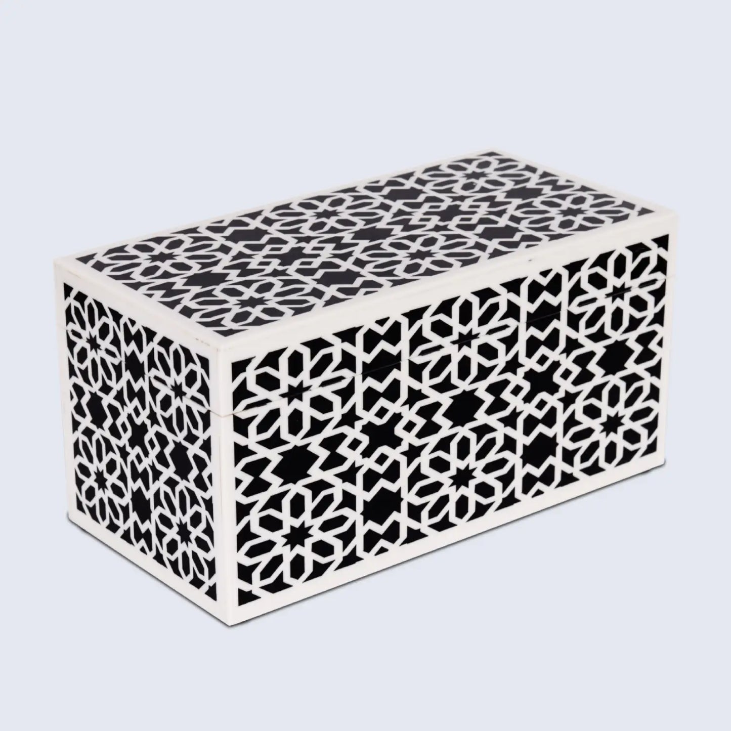DECORATIVE STORAGE BOX SHIRAZ RESIN INLAY IN 7 SIZES, BLACK & WHITE