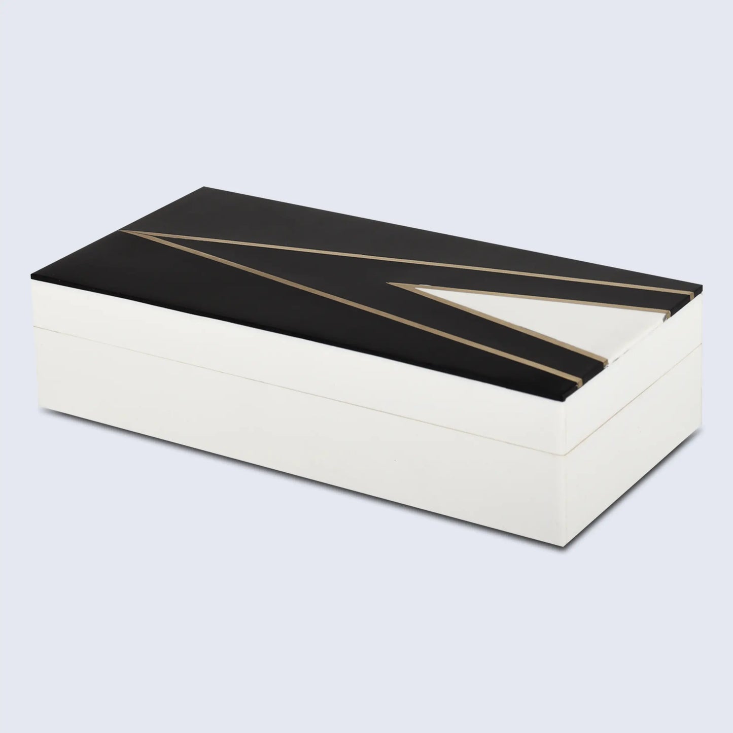 DECORATIVE STORAGE BOX KEPT DAPPER GENT RESIN INLAY & BRASS IN 7 SIZES, BLACK & WHITE