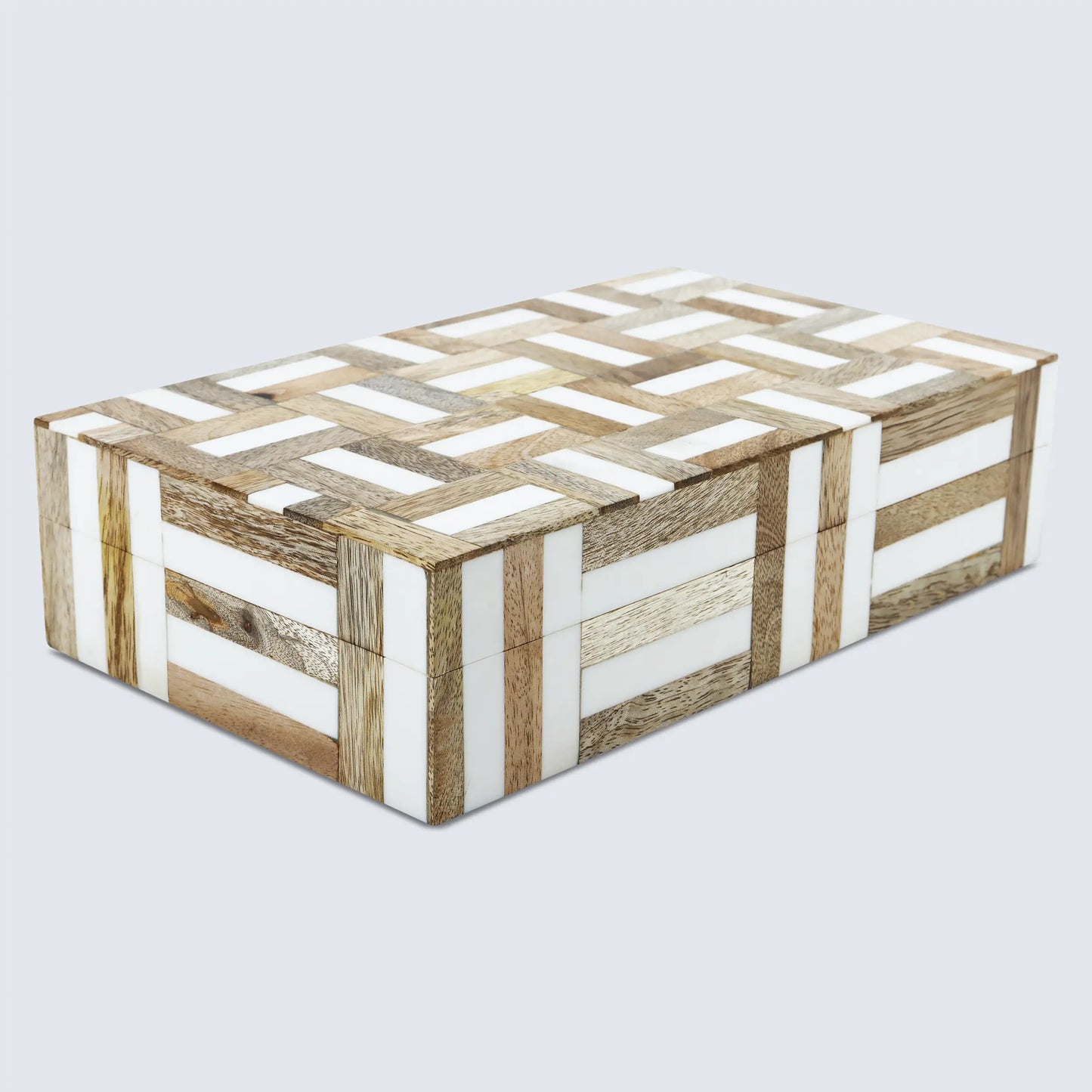 MARQUET CHASE WOOD & RESIN INLAY DECORATIVE STORAGE BOX