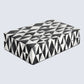 DECORATIVE STORAGE BOX MEDLEY HARLEQUIN RESIN INLAY IN 7 SIZES, BLACK & WHITE