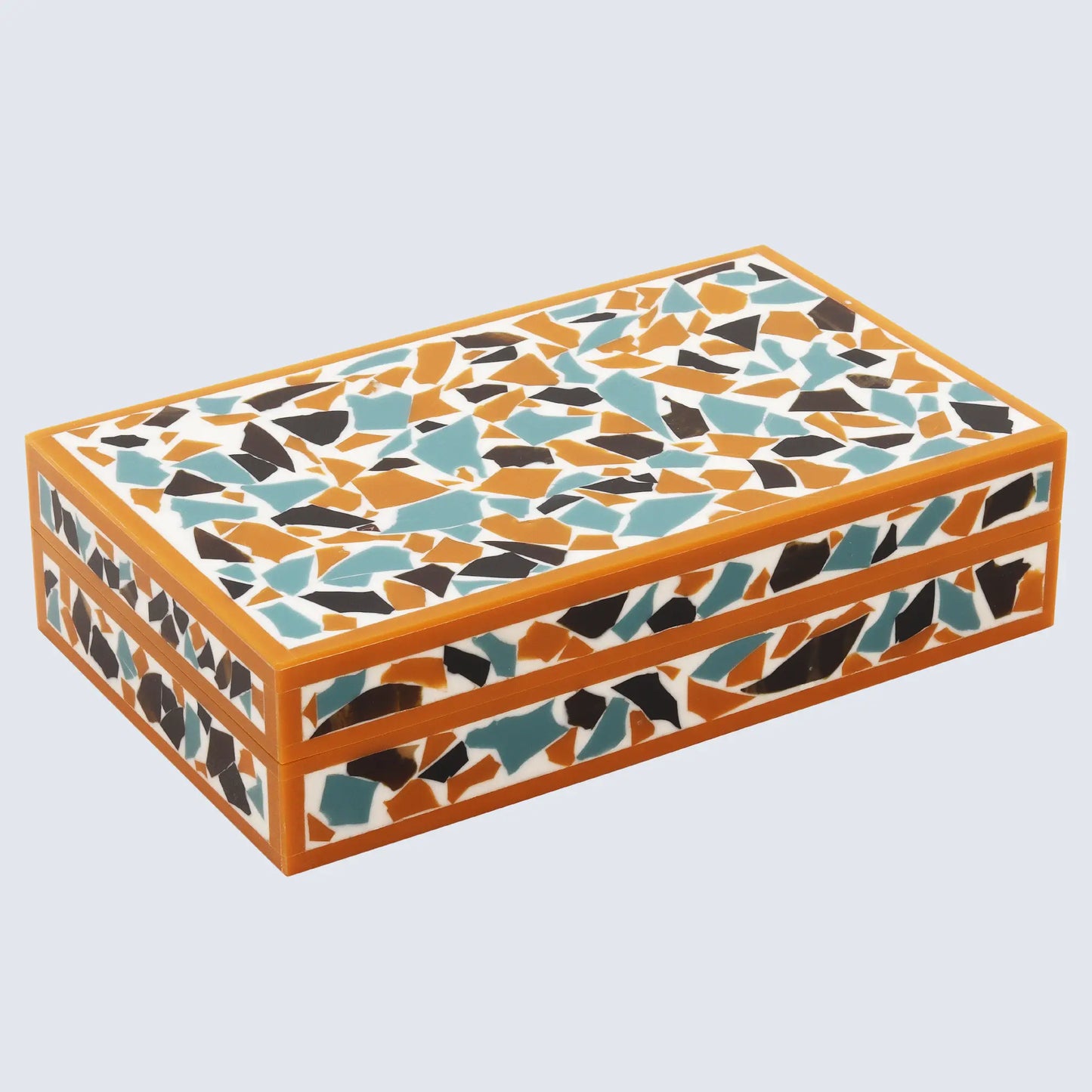 DECORATIVE STORAGE BOX MOSAIC GOLD RESIN INLAY IN 7 SIZES