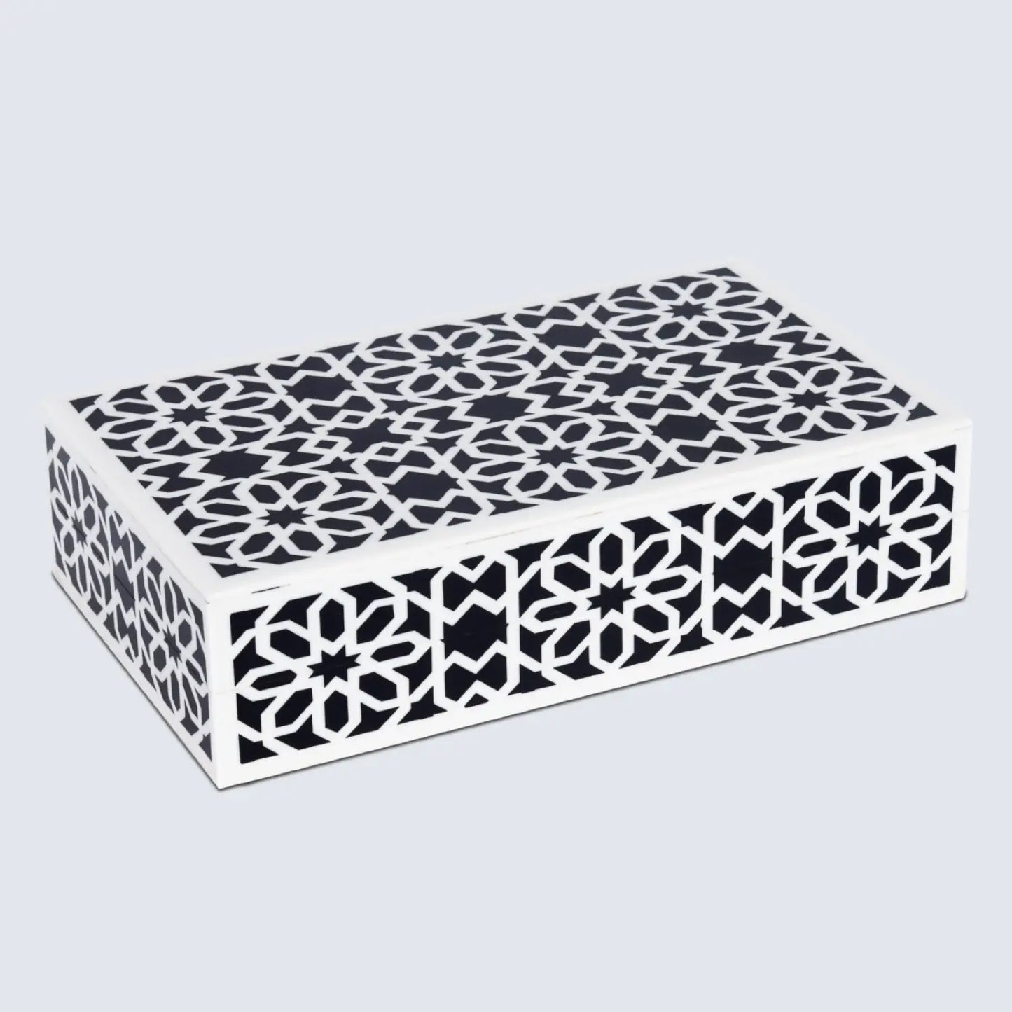 DECORATIVE STORAGE BOX SHIRAZ RESIN INLAY IN 7 SIZES, BLACK & WHITE