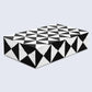 DECORATIVE STORAGE BOX TRIANGLE RESIN INLAY IN 7 SIZES, BLACK & WHITE